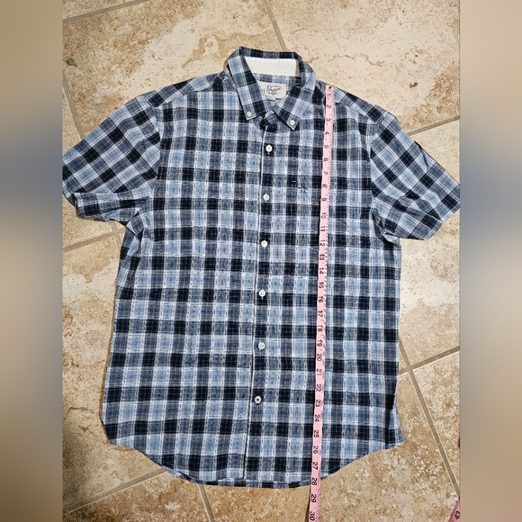 Original Penguin Mens Medium Blue Plaid Button Down Short Sleeve Shirt Classic - Picture 5 of 6